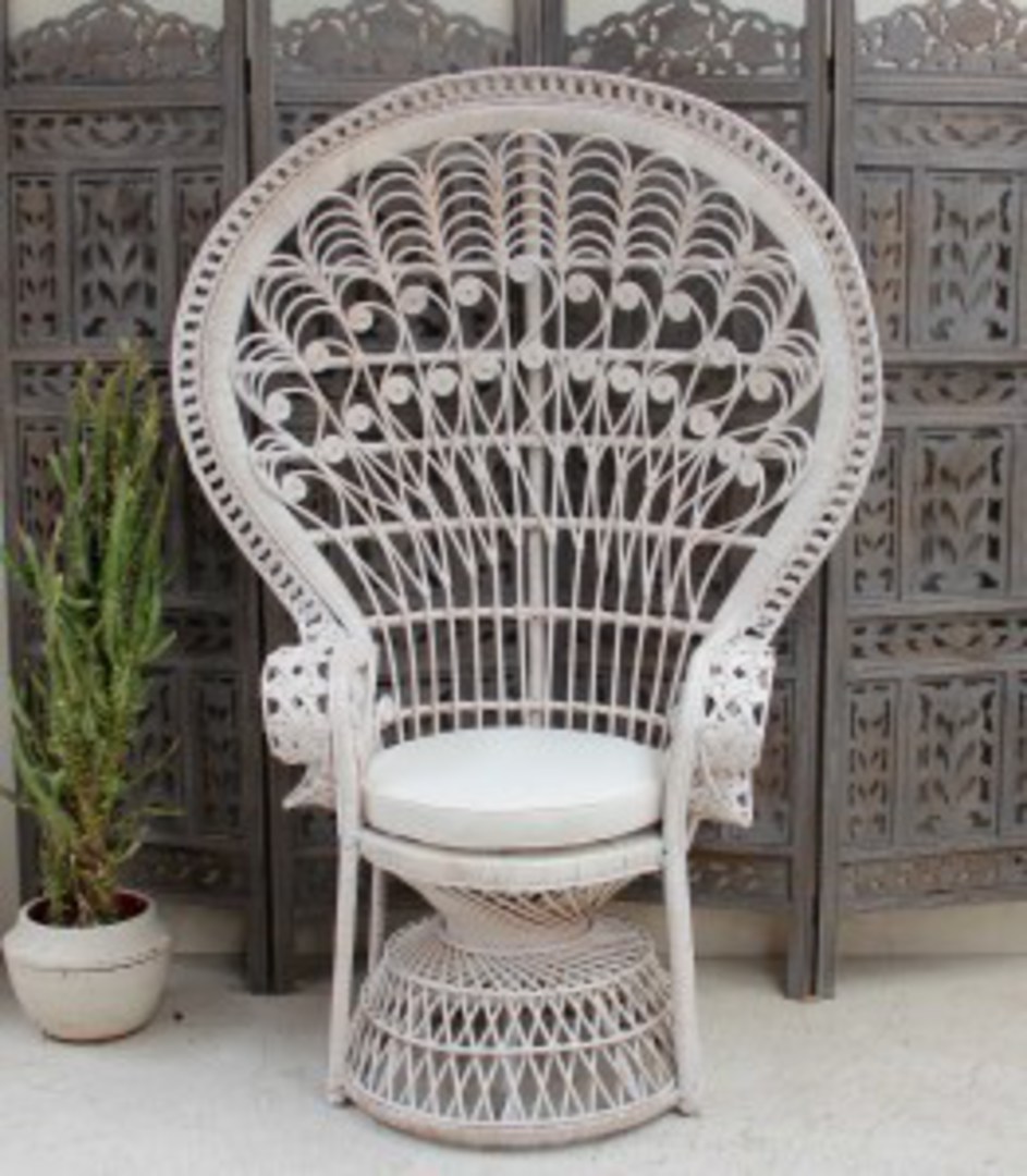 Cane Peacock Chair - White image 0